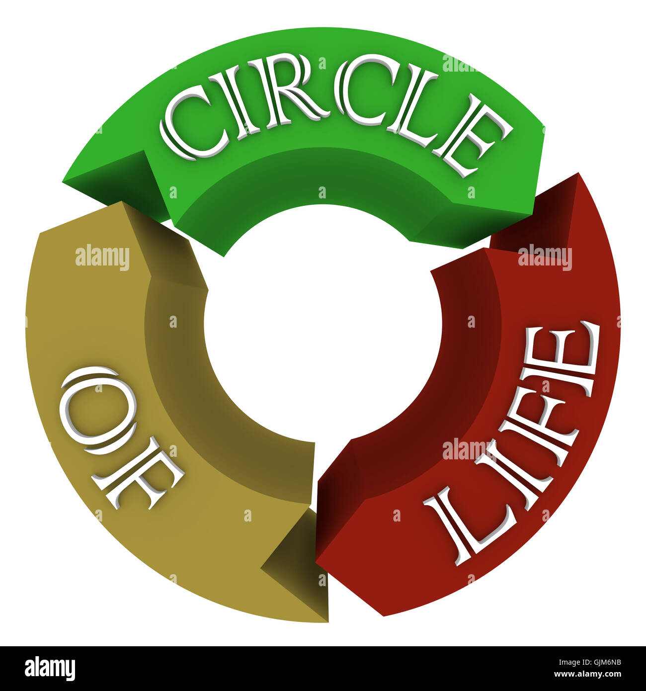 El círculo de la vida flechas en ciclo Circular, mostrando conexiones Foto de stock