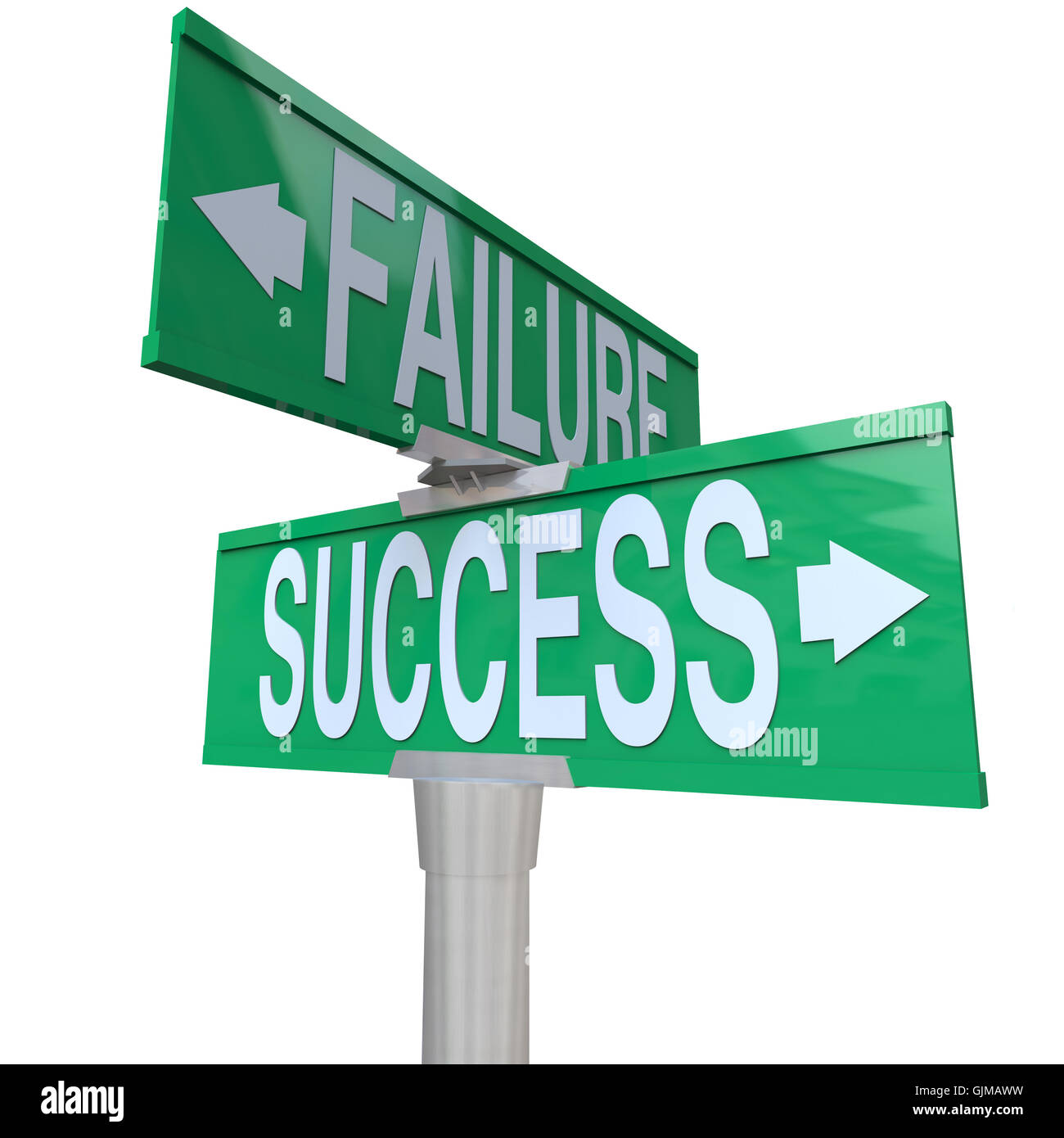 Decisión en punto de inflexión de éxito vs fracaso - Calle bidireccional Foto de stock