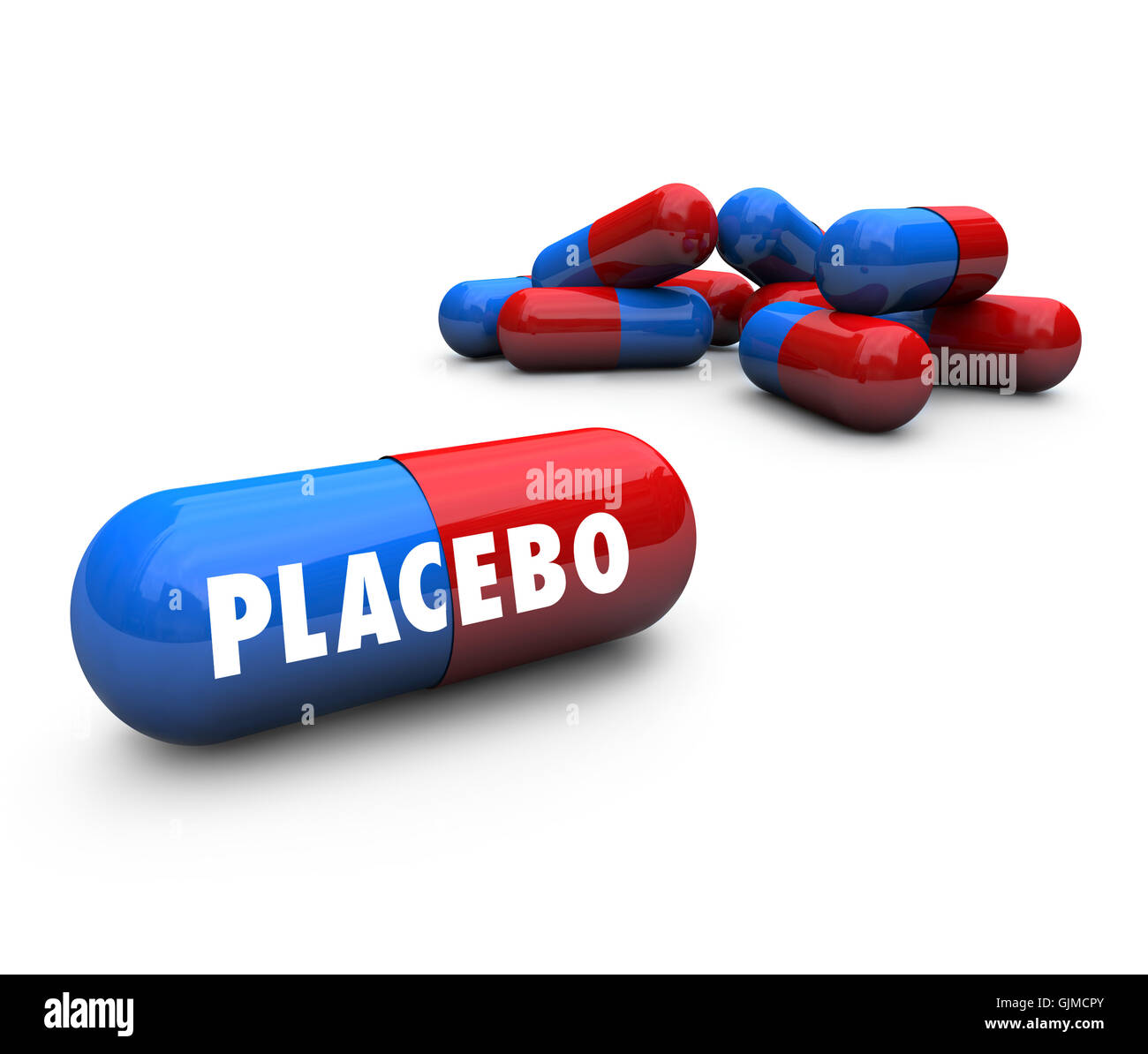 Placebo - píldora sin efectos medicinales en el grupo control de Stu Foto de stock