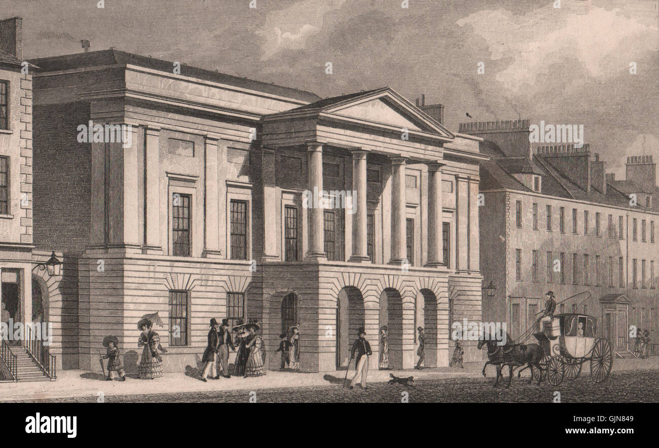 Edimburgo. Las salas de asamblea, George Street. Pastor, grabado antiguo 1833 Foto de stock