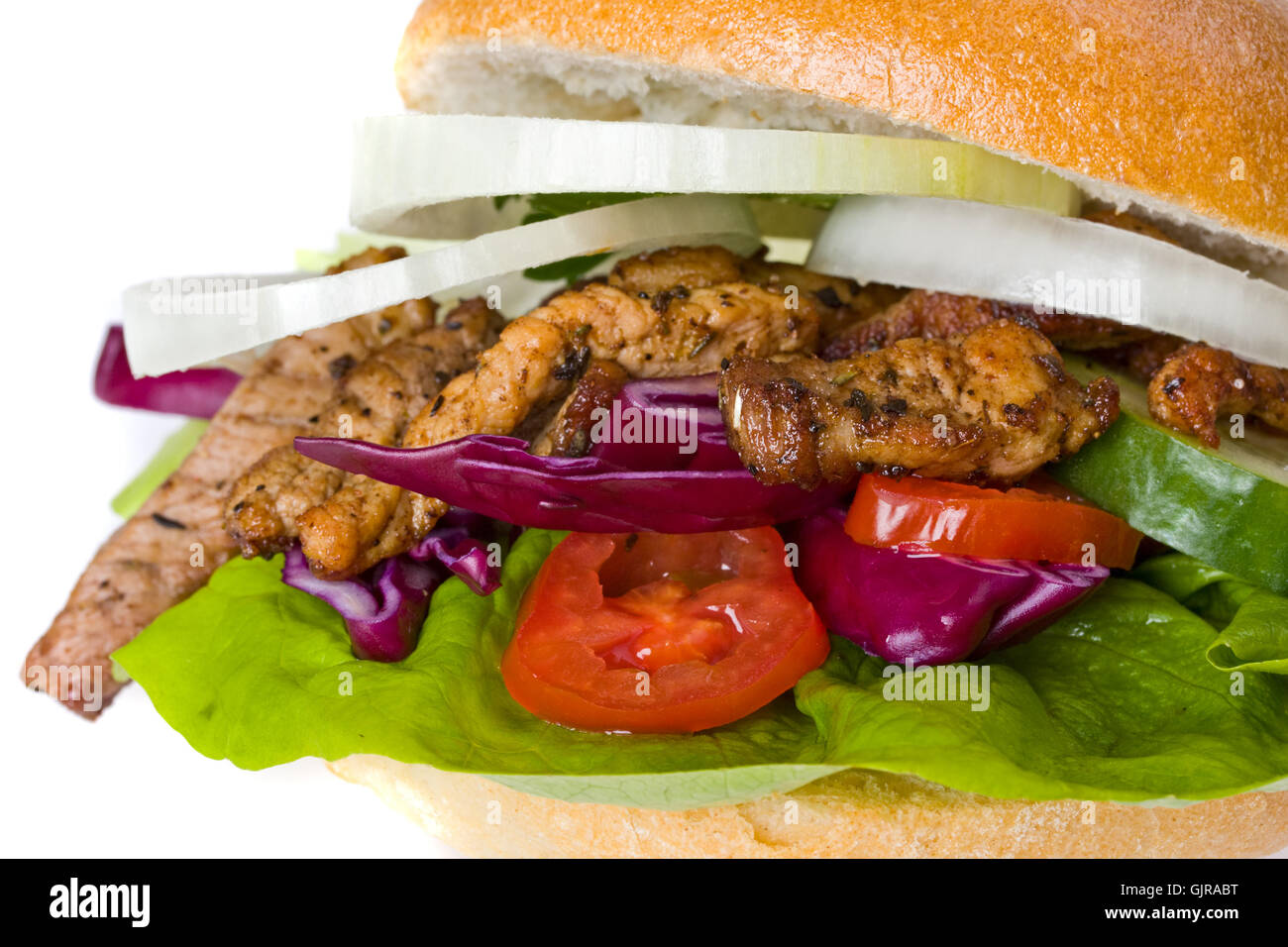 Doner kebab aislado en blanco Foto de stock