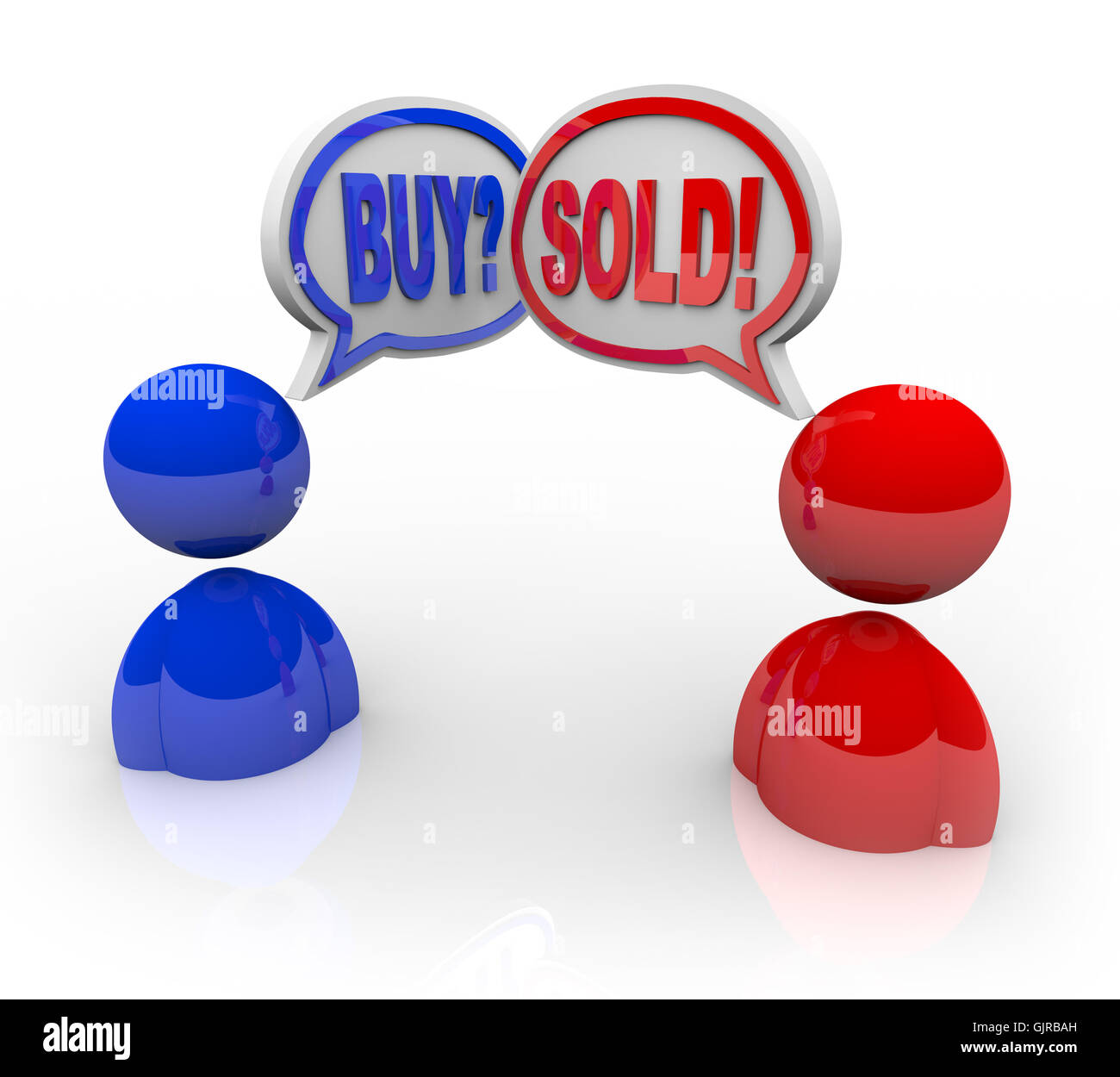 Compra y vende Speech Bubbles lidiar y transacción de negocios Foto de stock