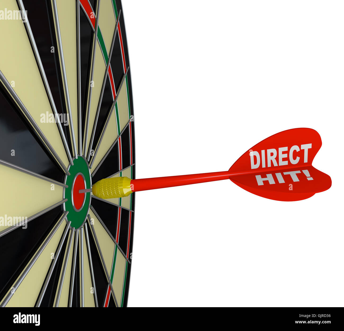 Golpe directo - Éxito Bulls-Eye sobre un tablero de dardos Fotografía de  stock - Alamy