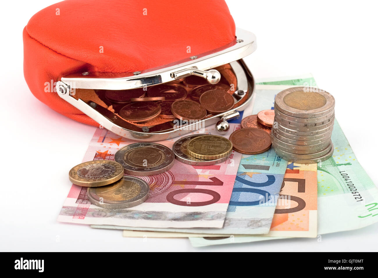 Dinero euro con geldbosrse Foto de stock