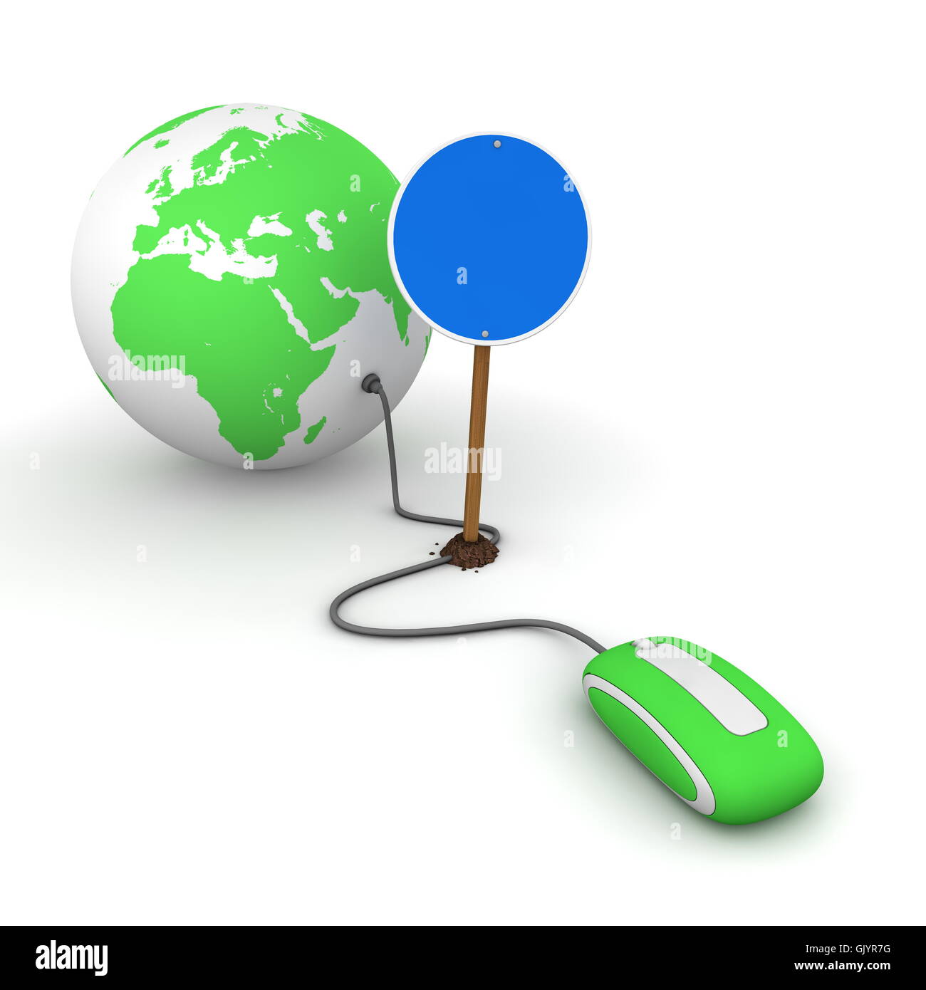 Navegar por la Web en Verde - Azul redonda Mandatory-Sign vacía en th Foto de stock