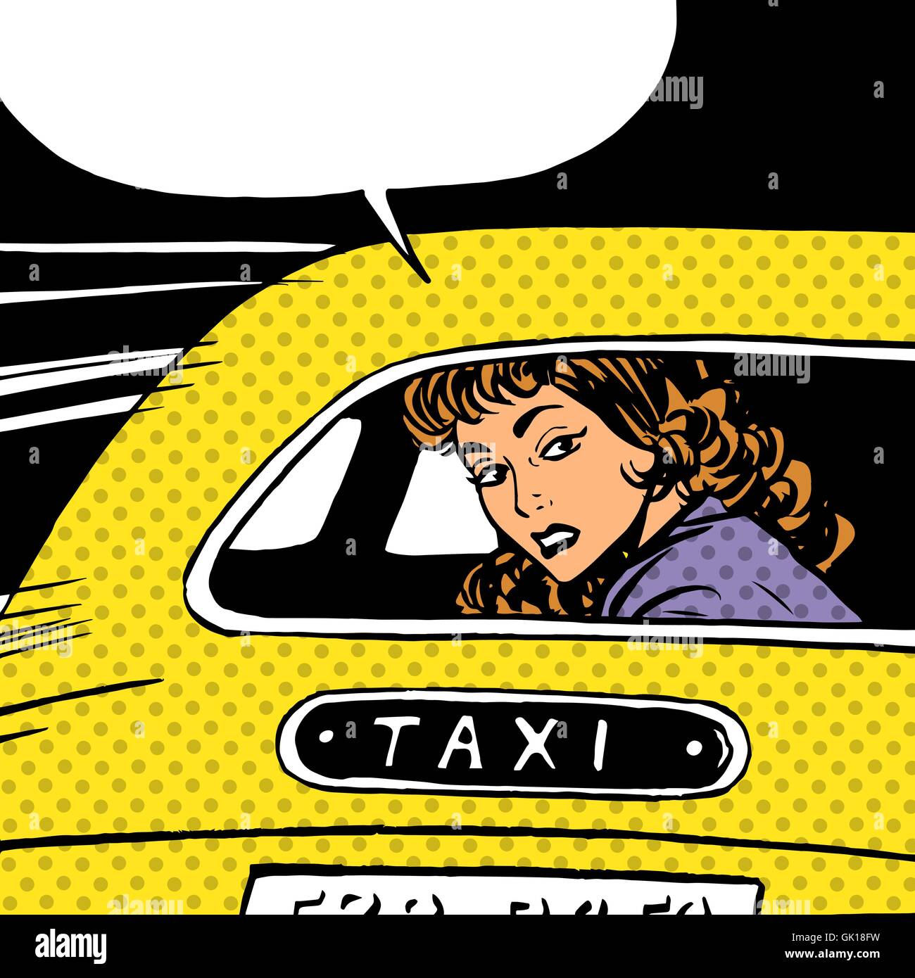 Mujer va a taxi mira alrededor la ansiedad de separación el amor maniac p Ilustración del Vector