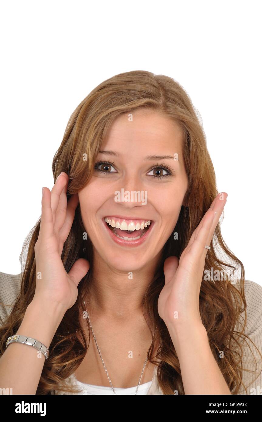 Mujer joven gritando Foto de stock