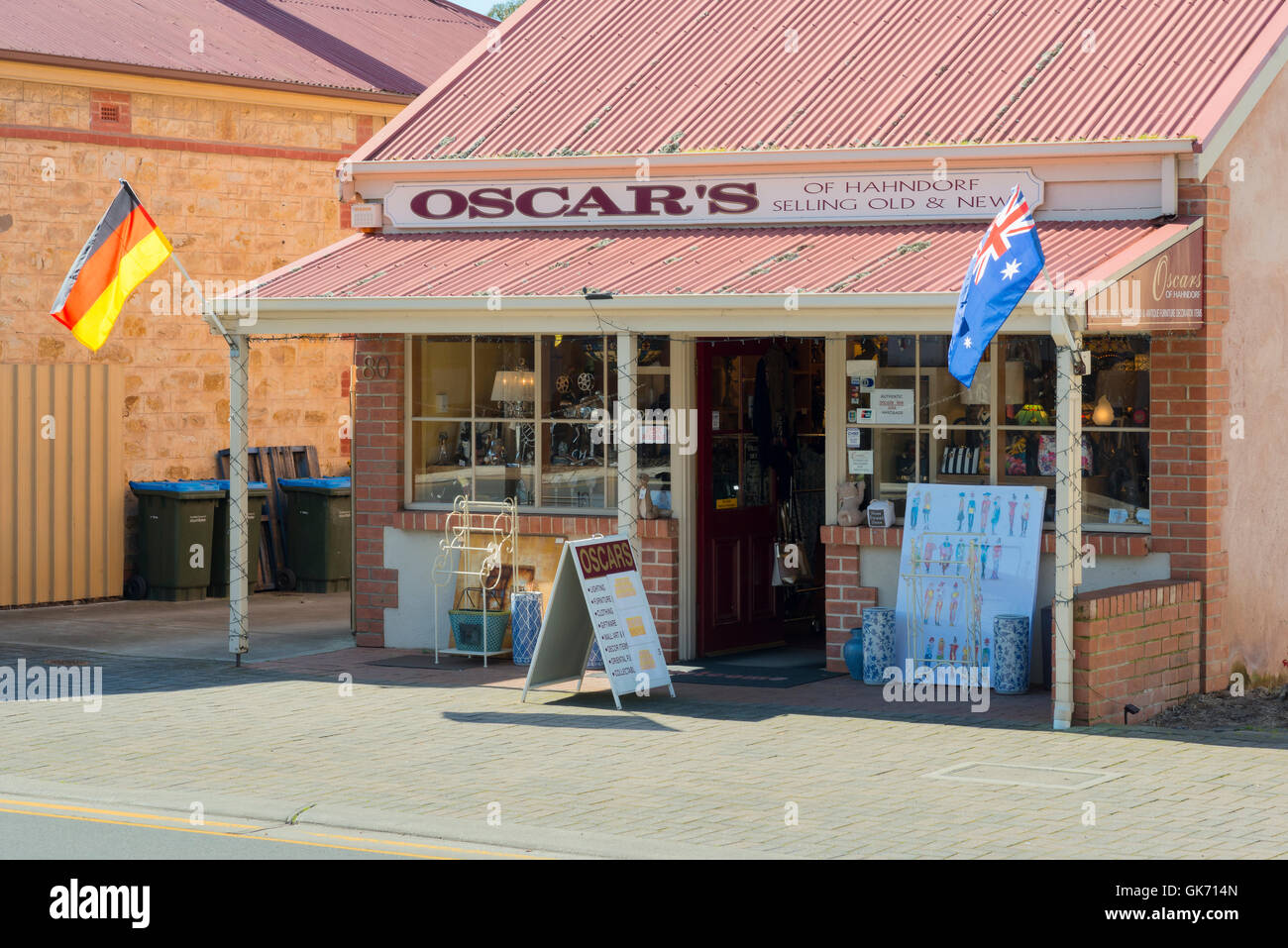 Oscar's tienda de antigüedades en Hahndorf, en Australia del Sur las pintorescas colinas de Adelaida. Foto de stock
