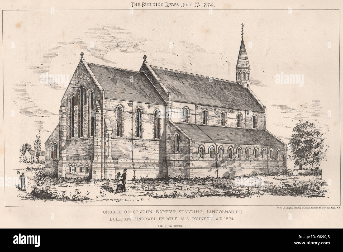 Iglesia de San Juan Bautista, Spalding, Lincolnshire. R.J. Withers, arquitecto, 1874 Foto de stock