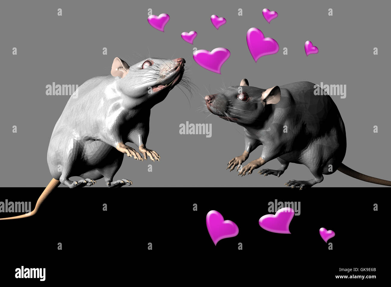 Ratón ratones corazones Foto de stock