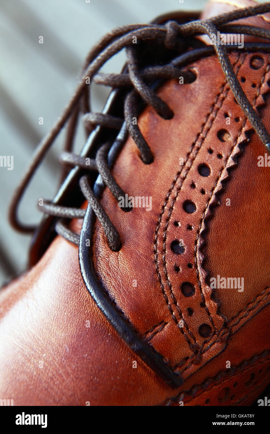Cuero zapato shoelace Foto de stock