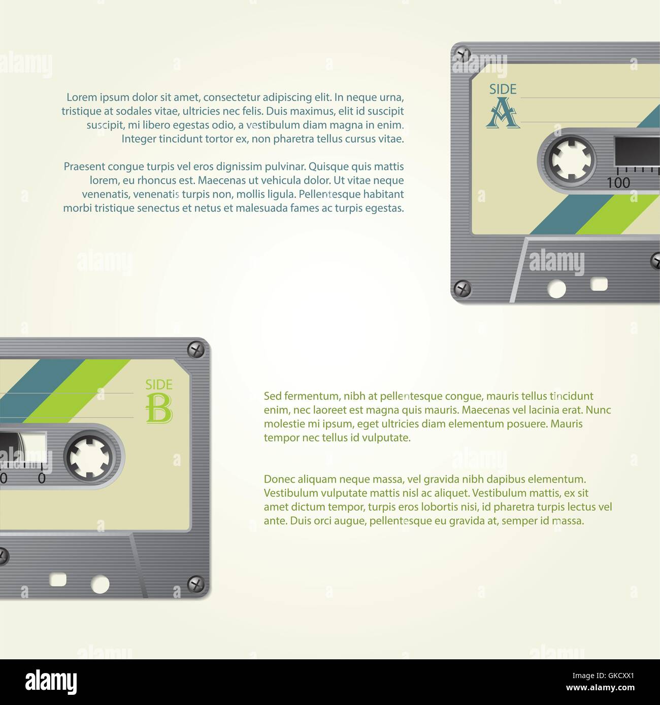 Diseño infográfico con cassettes de la vieja escuela Ilustración del Vector