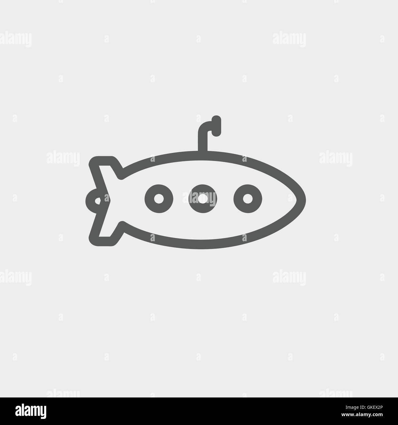 Icono de línea delgada submarino Ilustración del Vector