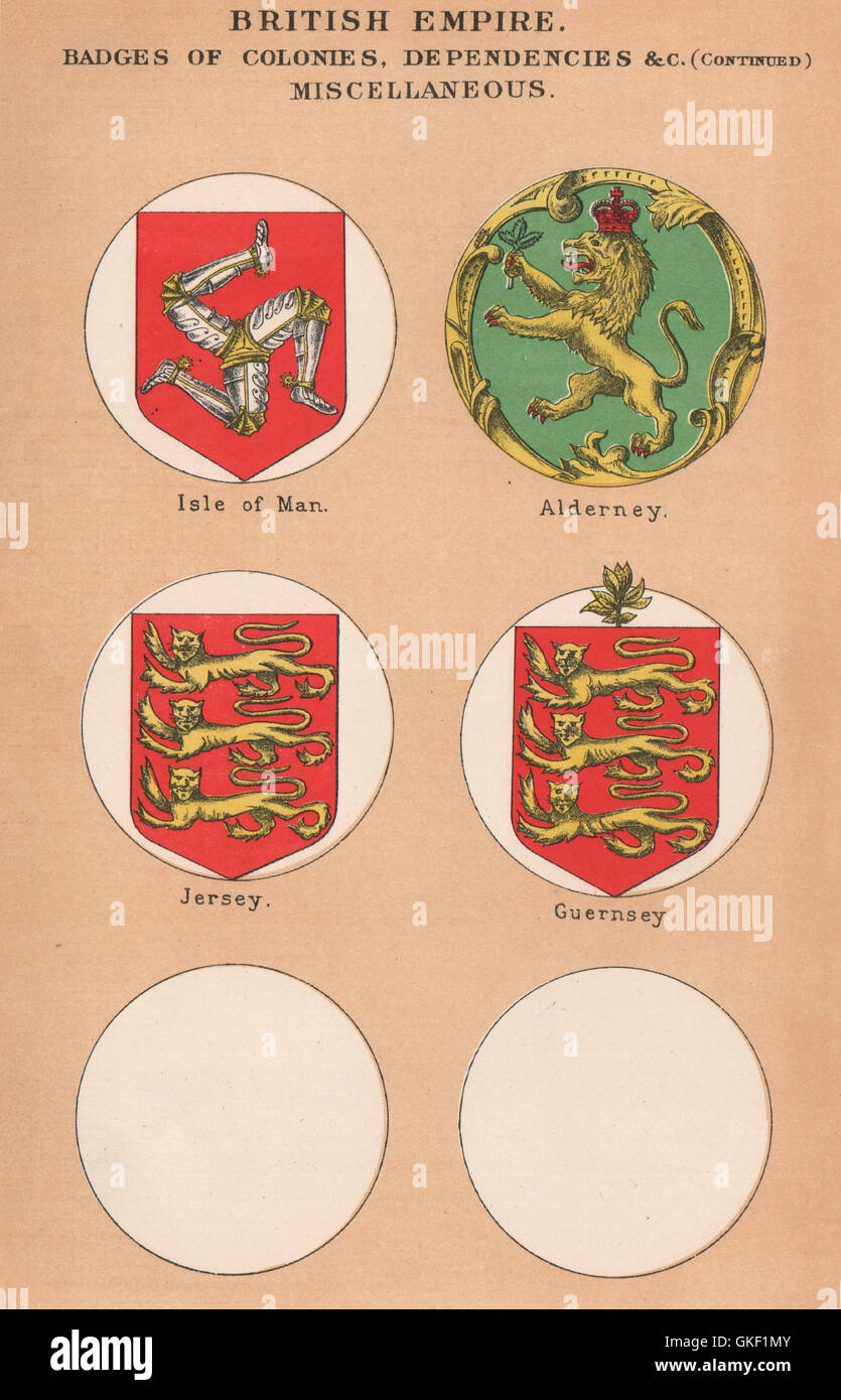 Las dependencias británicas banderas. Isla de Man. Alderney. Jersey.  Guernsey, 1916 Fotografía de stock - Alamy