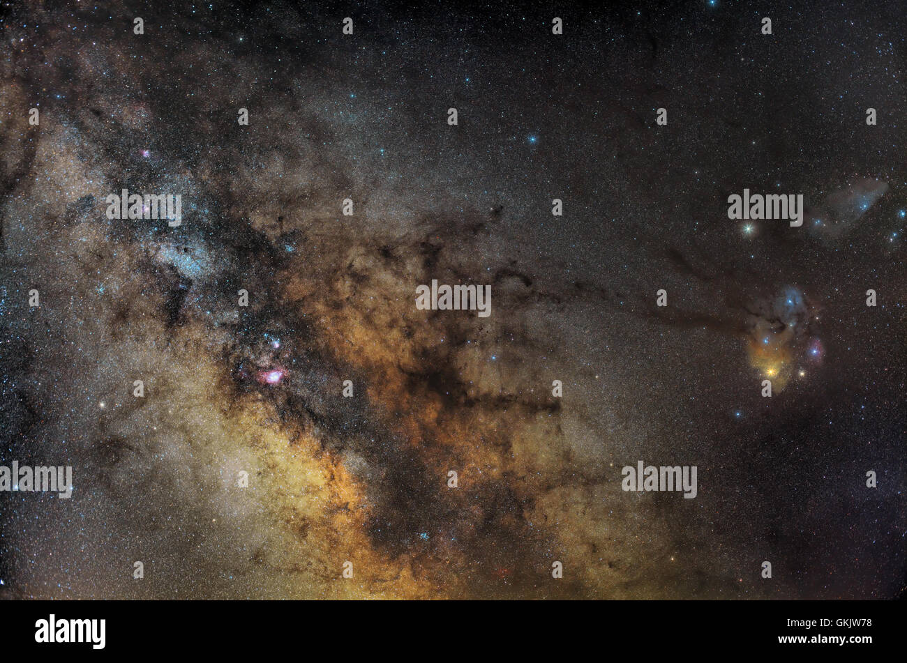Centro de la Vía Láctea en el área de la constelación de Scorpius Foto de stock