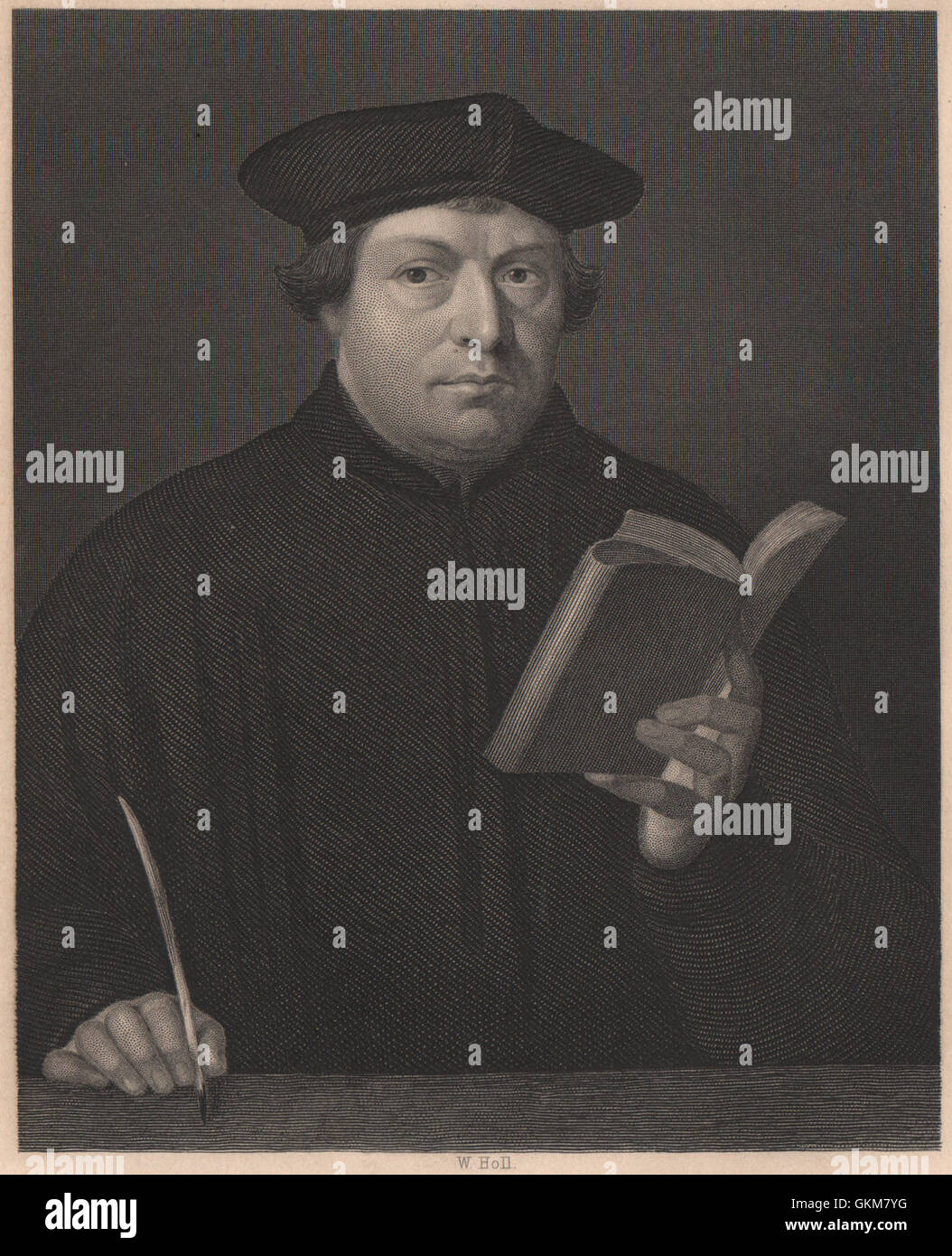 Martín Lutero. Reforma Protestante, grabado antiguo 1840 Foto de stock