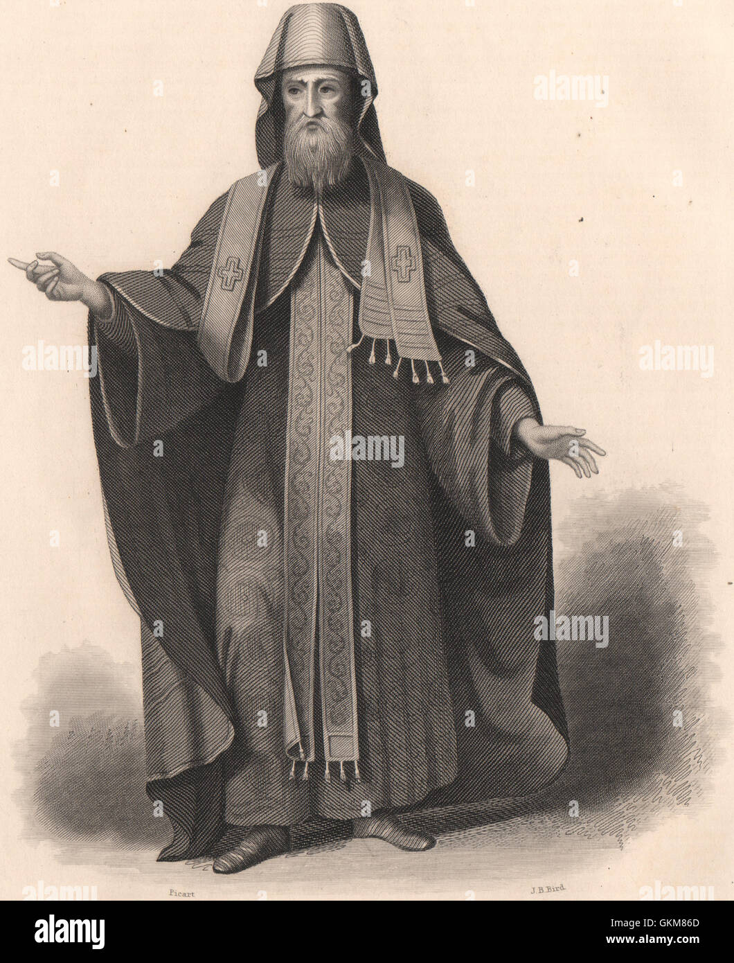 Un obispo moscovita pontificia en su hábito. La Ortodoxia rusa. Moscú, 1840 Foto de stock