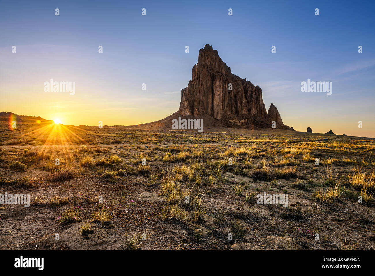 Sunset Shiprock arriba Foto de stock