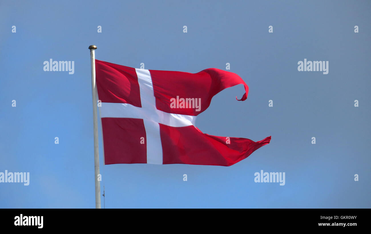 La bandera nacional de Dinamarca Foto Tony Gale Foto de stock