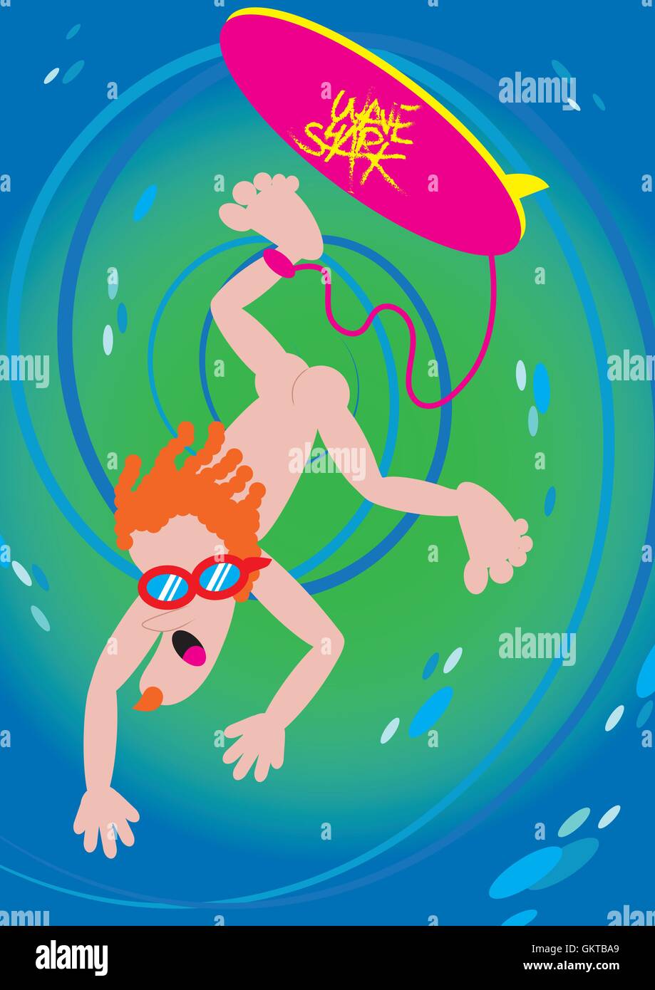 Deportes de agua surf wipeout Ilustración del Vector
