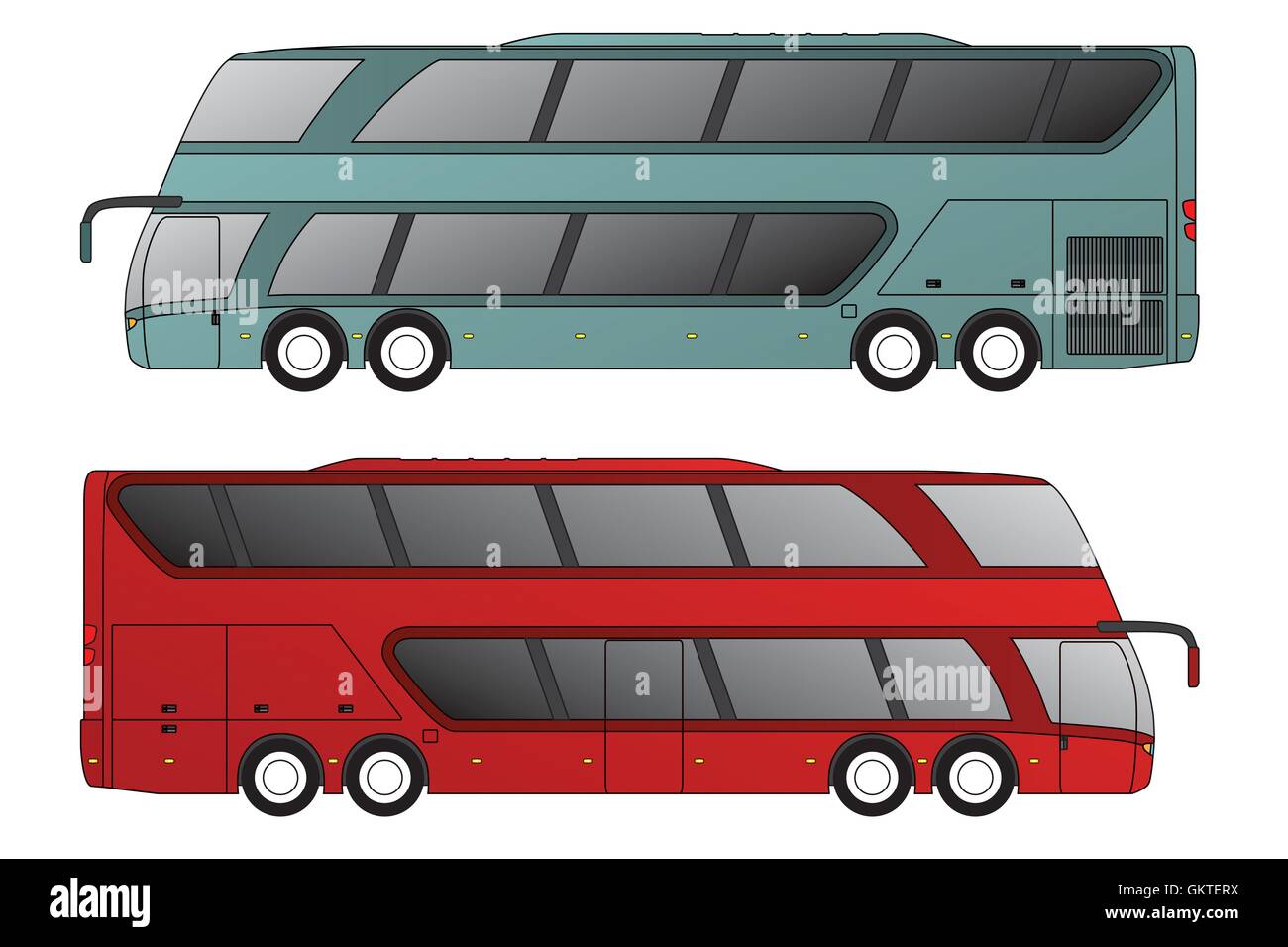 Autobús de dos pisos con doble eje en la parte delantera y trasera Ilustración del Vector