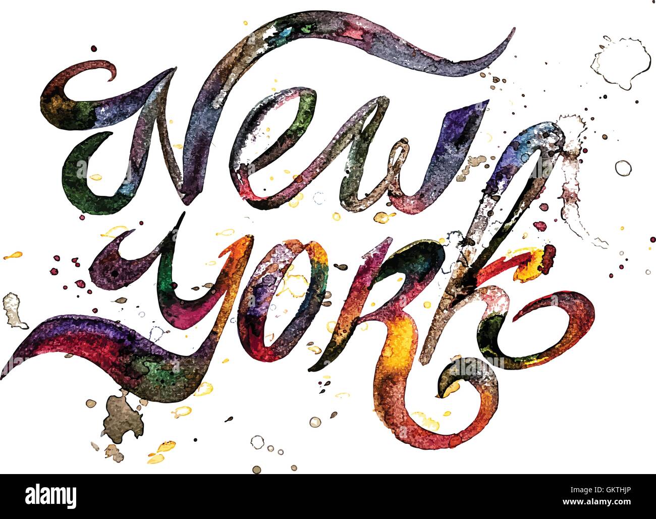 Frase manuscrita conceptual de la ciudad de Nueva York sobre un fondo blanco. Ilustración