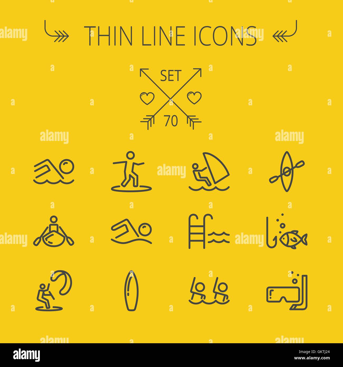 Deportes delgada línea conjunto de iconos Ilustración del Vector