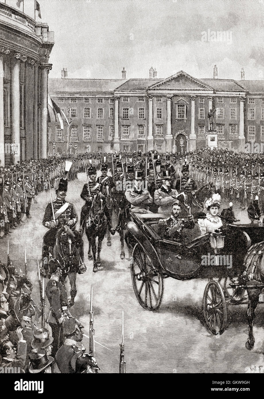 La visita del Duque y la Duquesa de York a Dublín, Irlanda, en 1897. El Duque de York, más tarde el rey Jorge V, 1865 - 1936. La Princesa María de Teck, la Duquesa de York, 1893-1901. Foto de stock