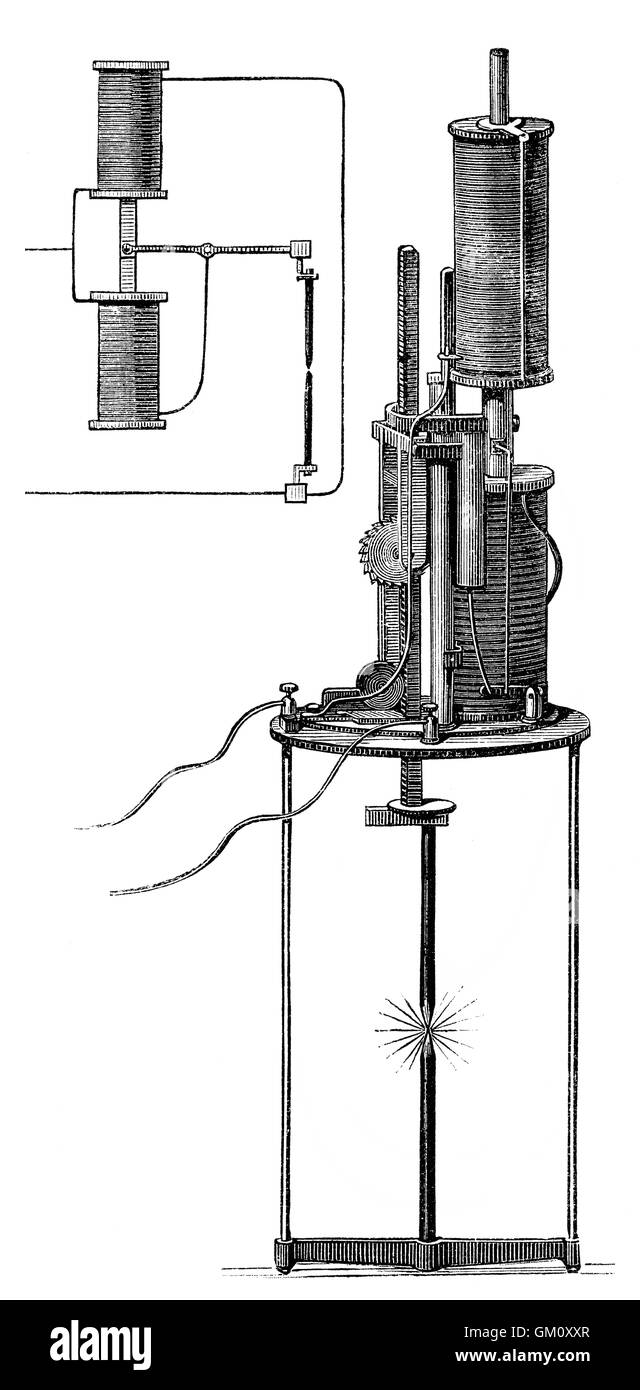 Eléctrico lámpara de arco de carbono, 1879, por Ernst Werner von Siemens, 1816 - 1892, un inventor alemán Foto de stock
