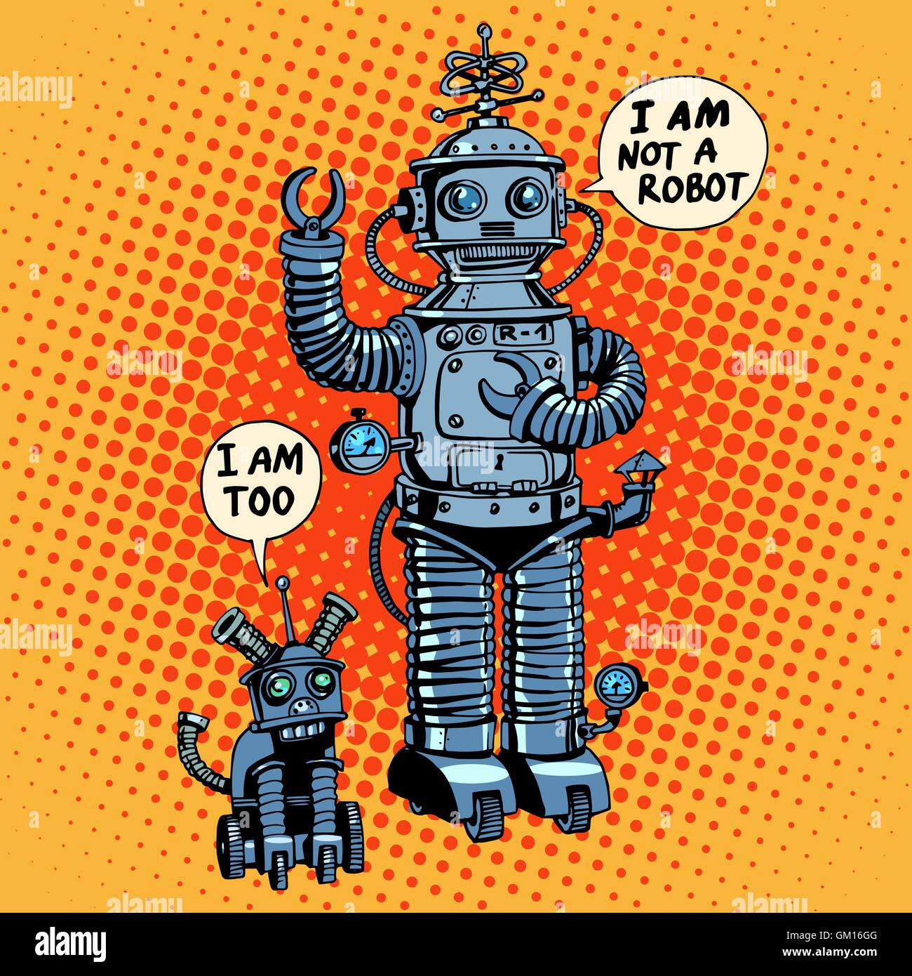 No soy un robot dicho perro futuro ciencia ficción Ilustración del Vector