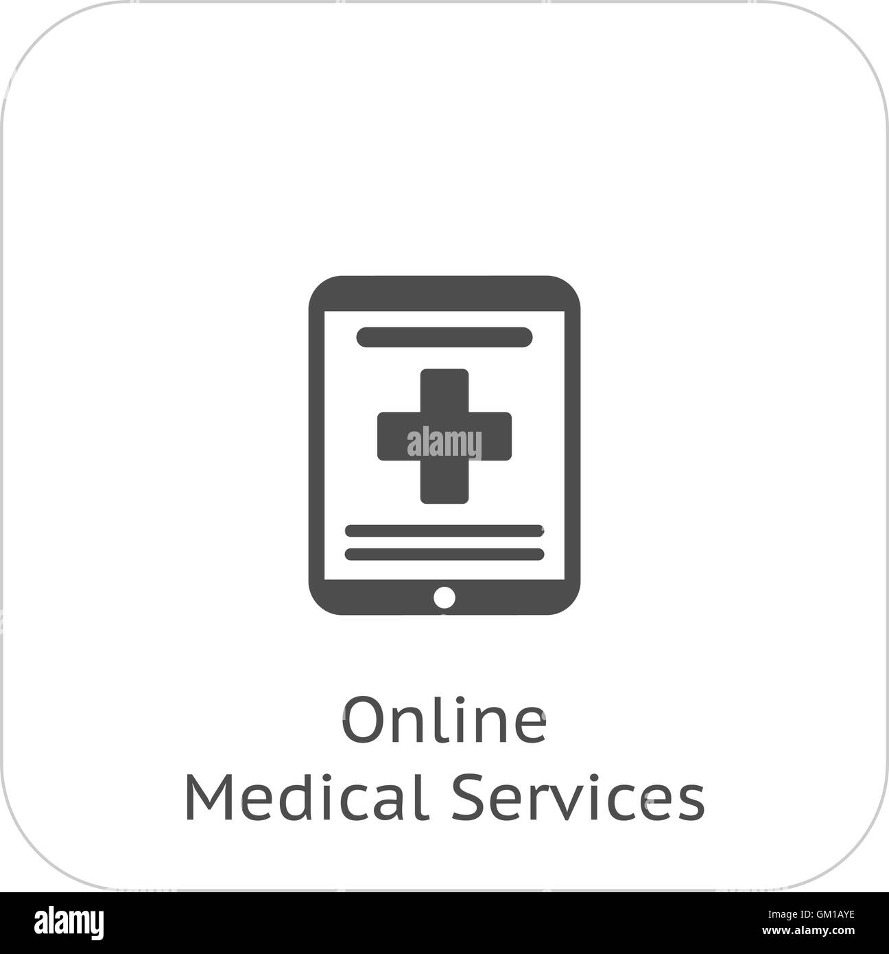 Icono de servicios médicos en línea. Diseño plano. Ilustración del Vector