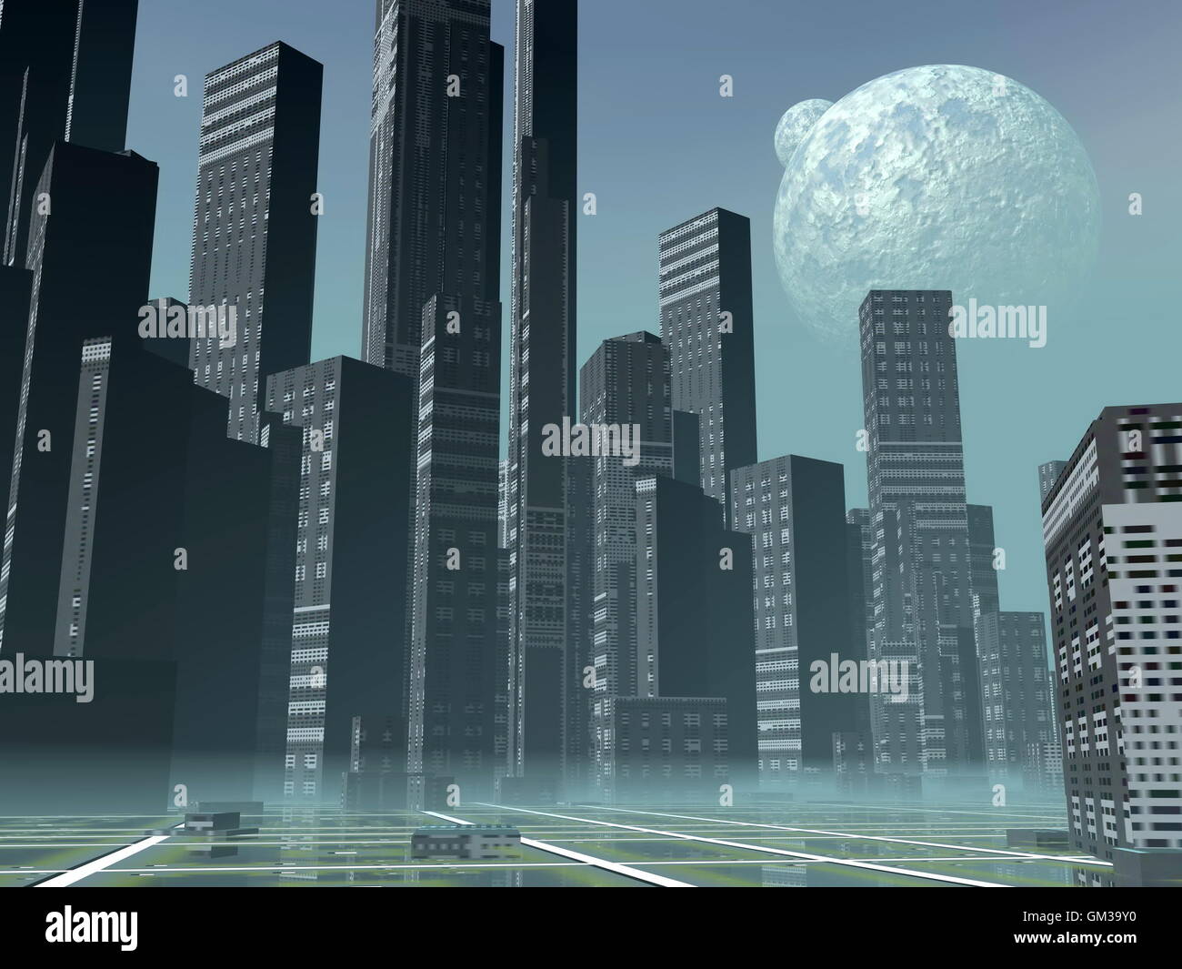 Ciudad futurista - 3D Render Foto de stock