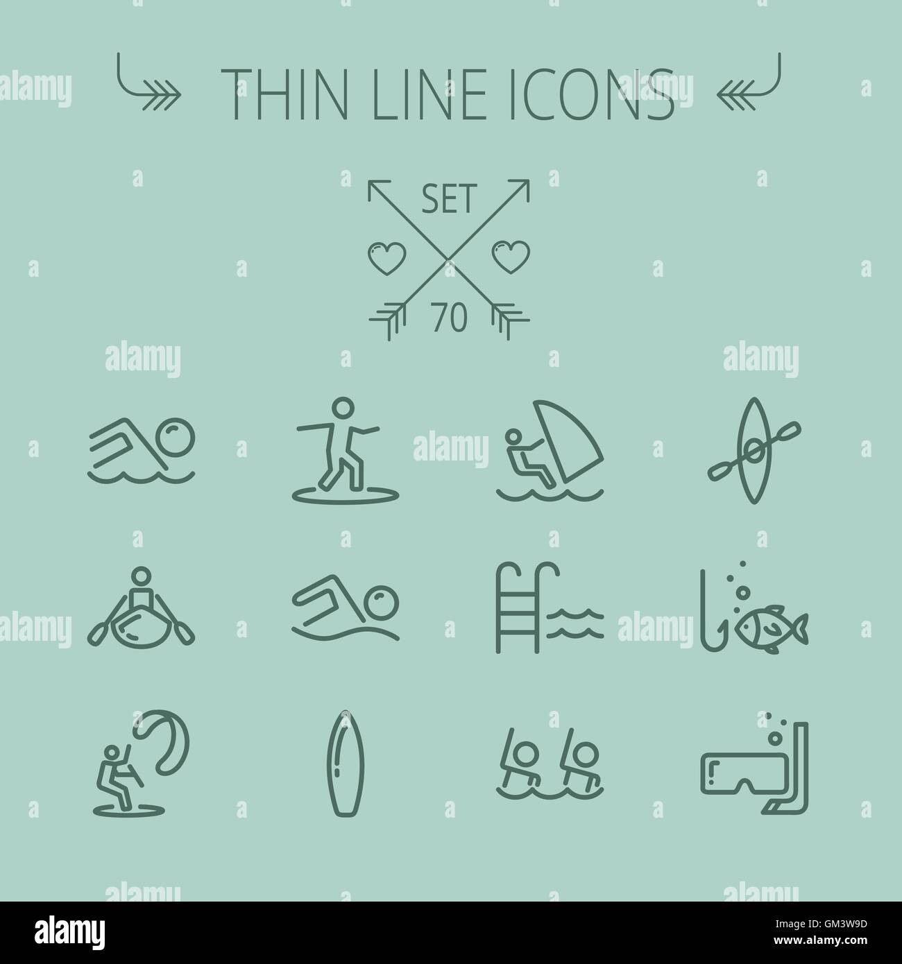 Deportes delgada línea conjunto de iconos Ilustración del Vector