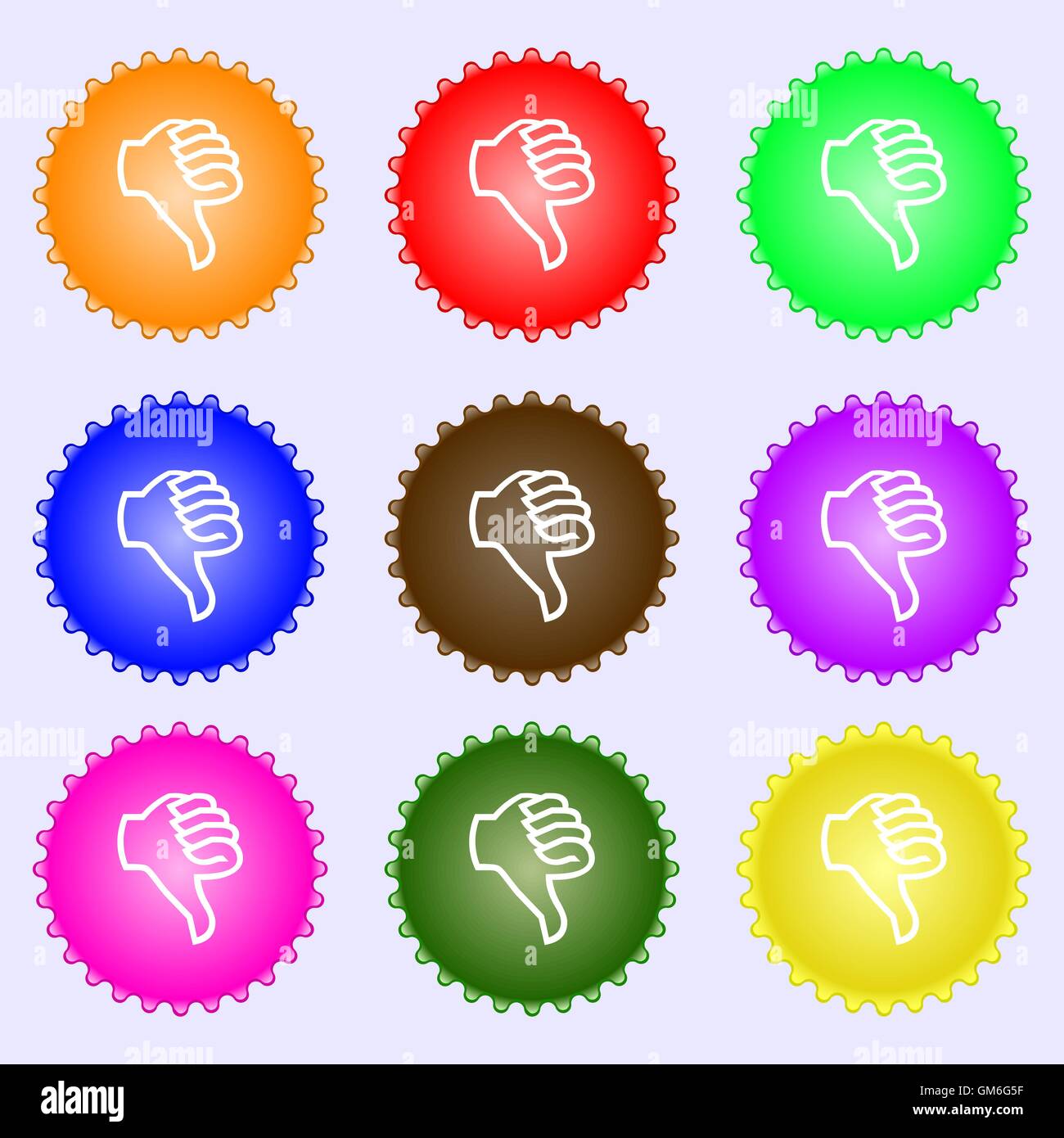 Disgusta icono de signo. Pulgar hacia abajo. Dedo de la mano hacia