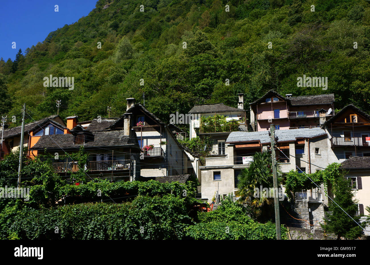 Ciudad Cevio, Valle Maggia, Tesino, Suiza Foto de stock