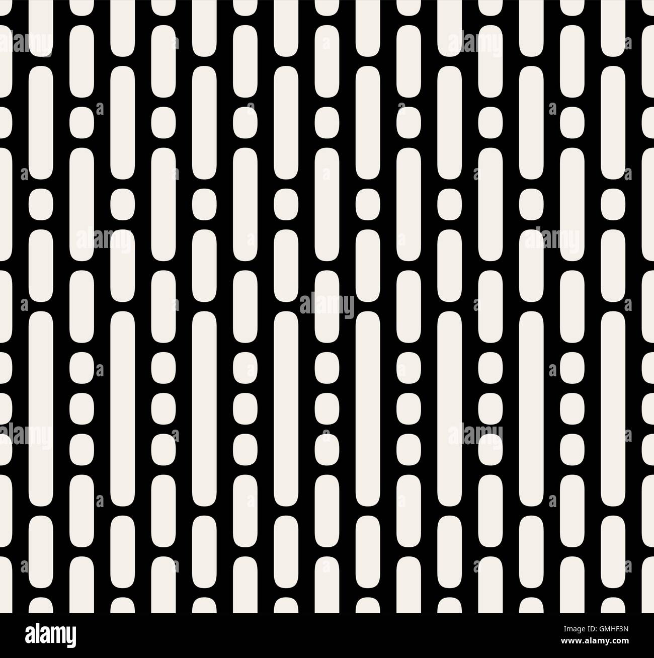 Vector blanco y negro perfecta discontinua de puntos y líneas verticales paralelas patrón Ilustración del Vector