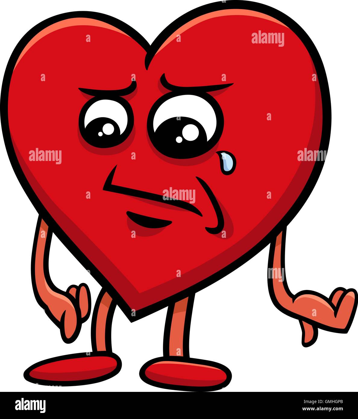 Corazón triste personaje de dibujos animados Imagen Vector de stock - Alamy