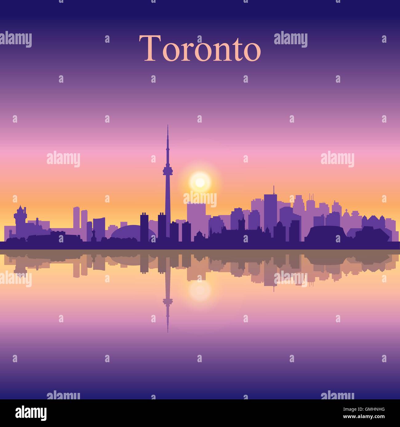 Horizonte de la ciudad de Toronto silueta antecedentes Ilustración del Vector