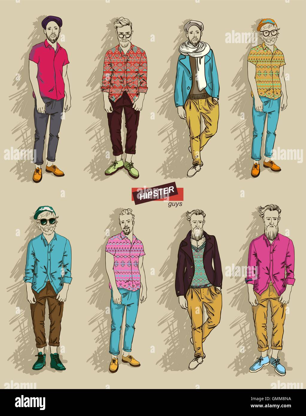 El hombre en el conjunto de la moda hipster Imagen Vector de stock - Alamy