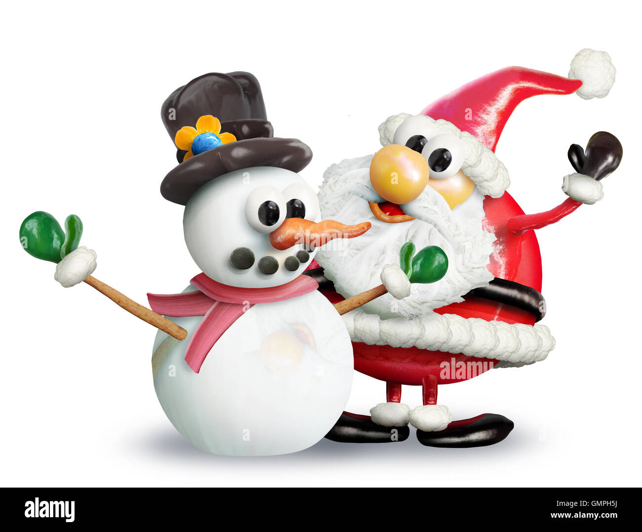 VeggieFruit Snowman y Santa Foto de stock