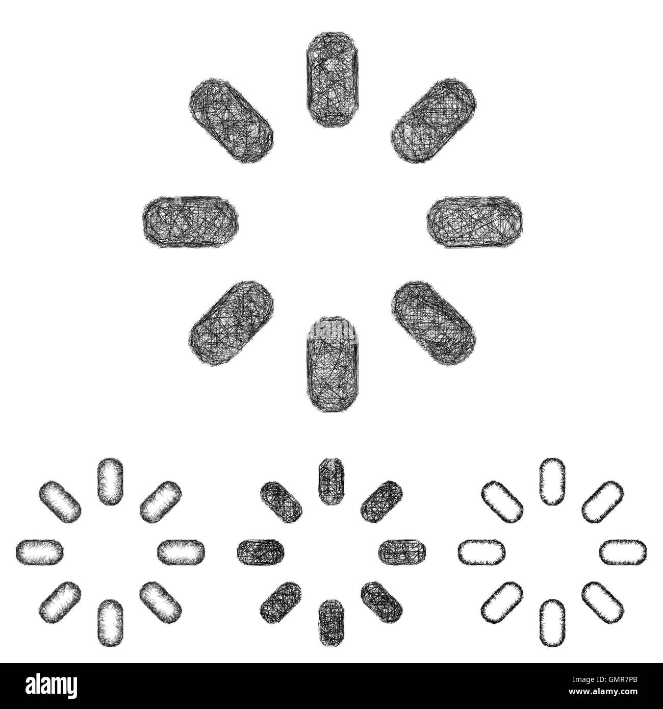 Spinner conjunto de iconos - sketch line art Ilustración del Vector