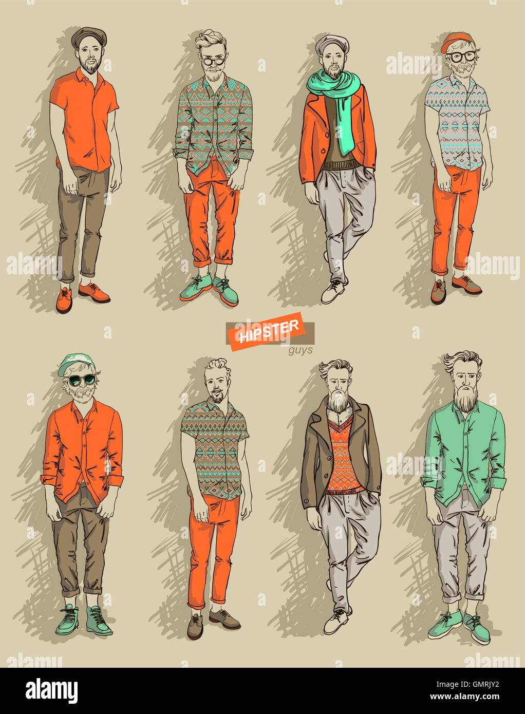 El hombre en el conjunto de la moda hipster Imagen Vector de stock - Alamy