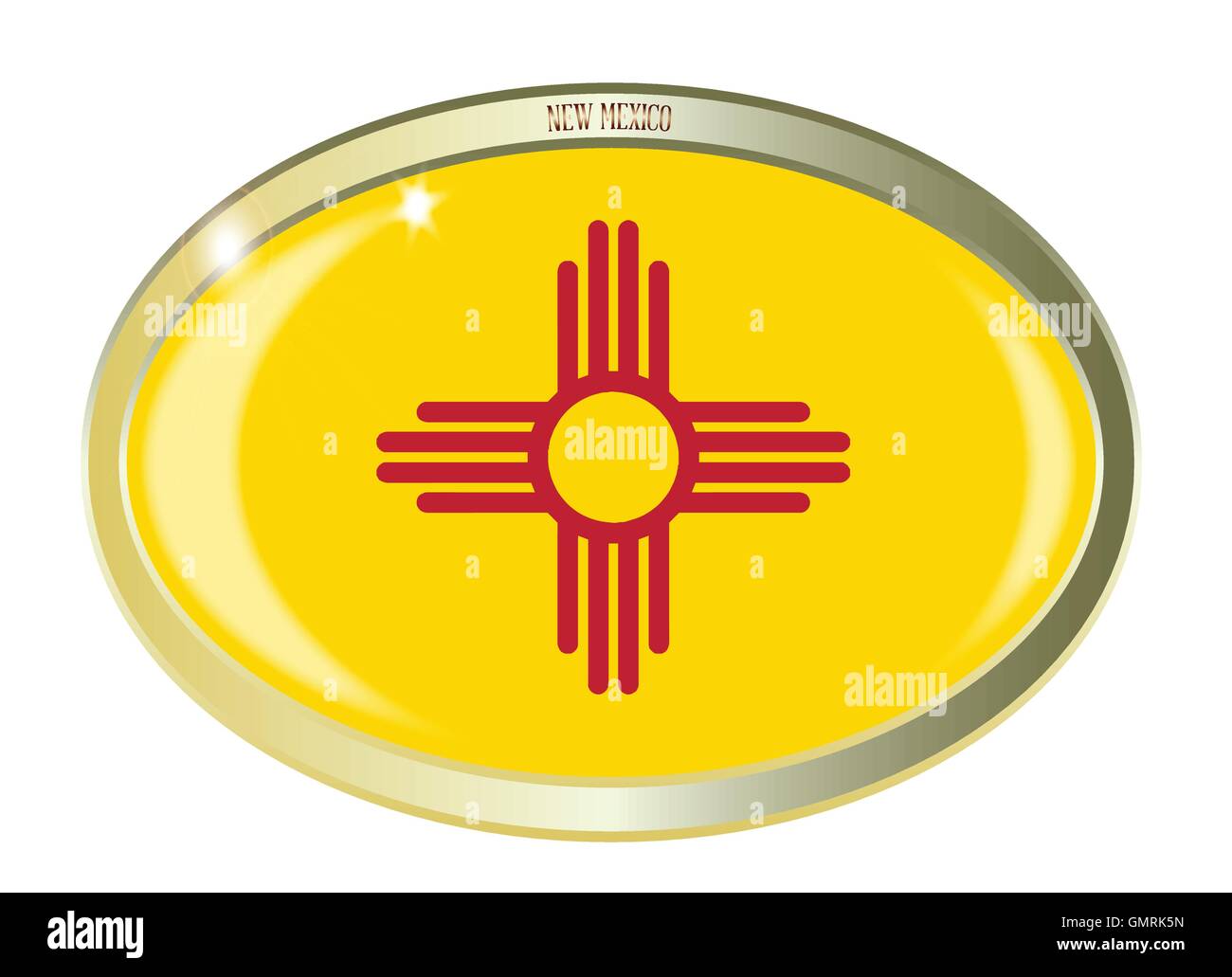 La bandera estatal de Nuevo México Botón Oval Ilustración del Vector