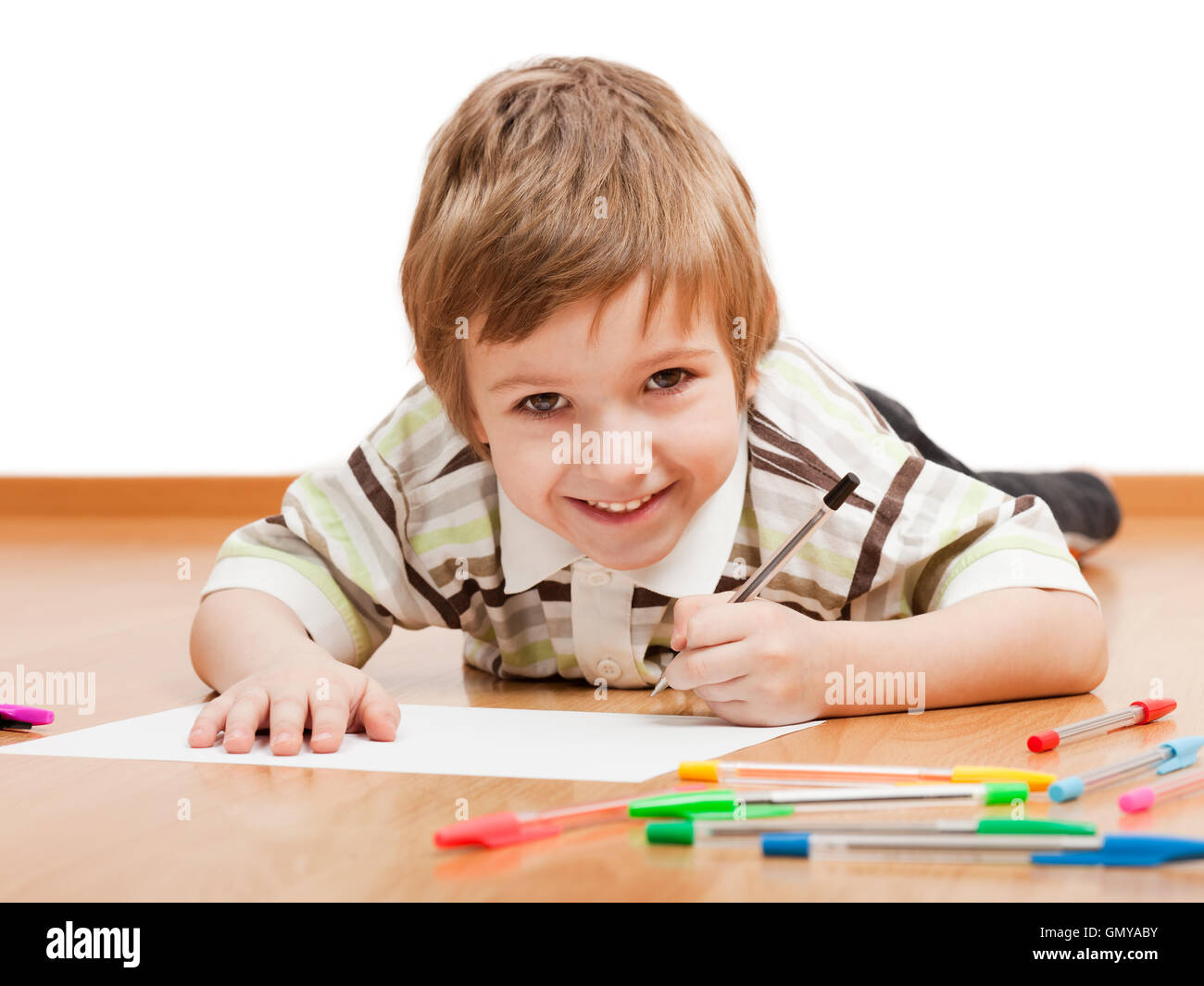 Niño dibujo o escritura Foto de stock