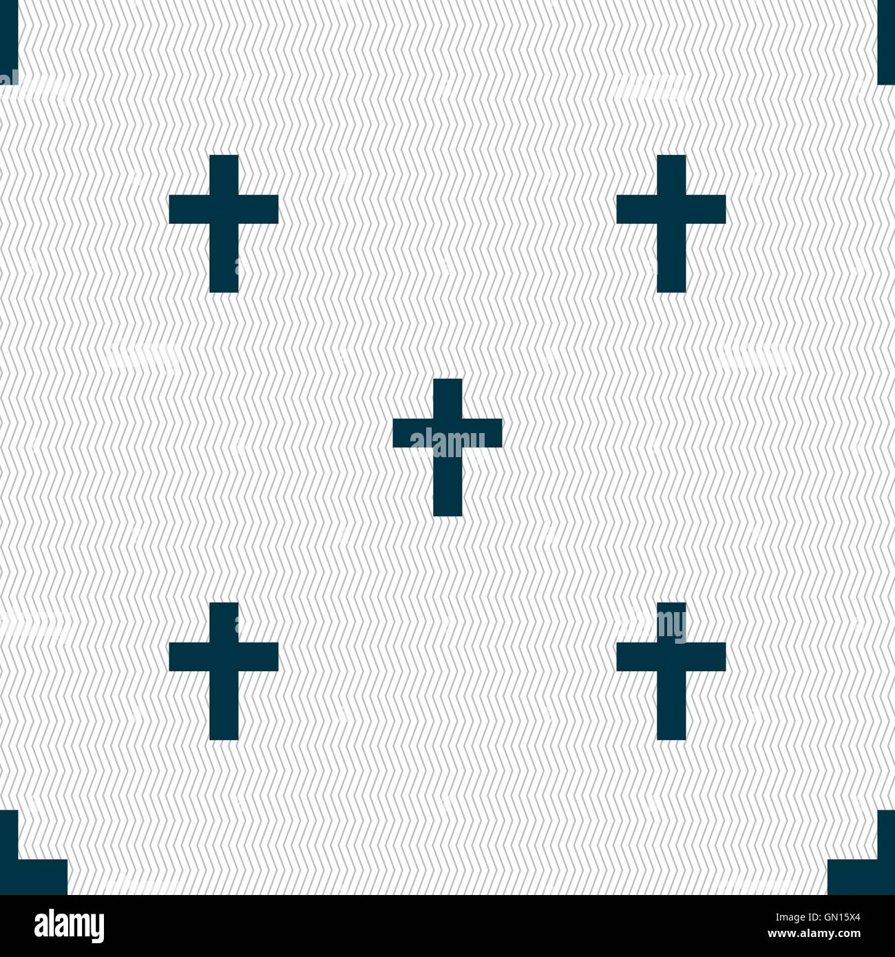 Cruz, icono religioso cristiano signo. Patrón sin fisuras con textura geométrica. Vector Ilustración del Vector
