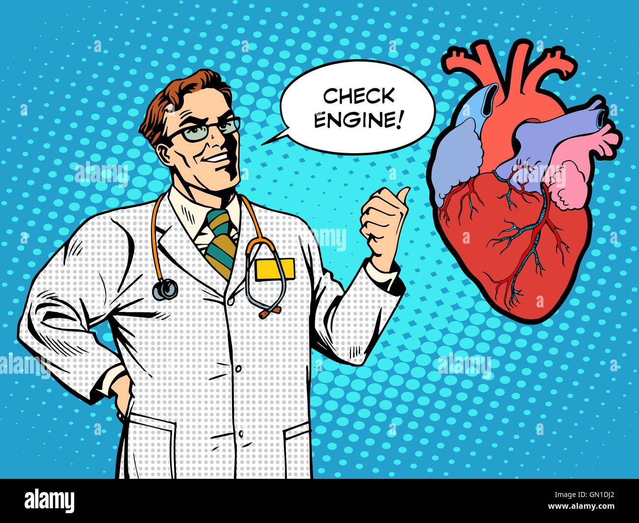 Check engine doctor medicina salud del corazón Ilustración del Vector