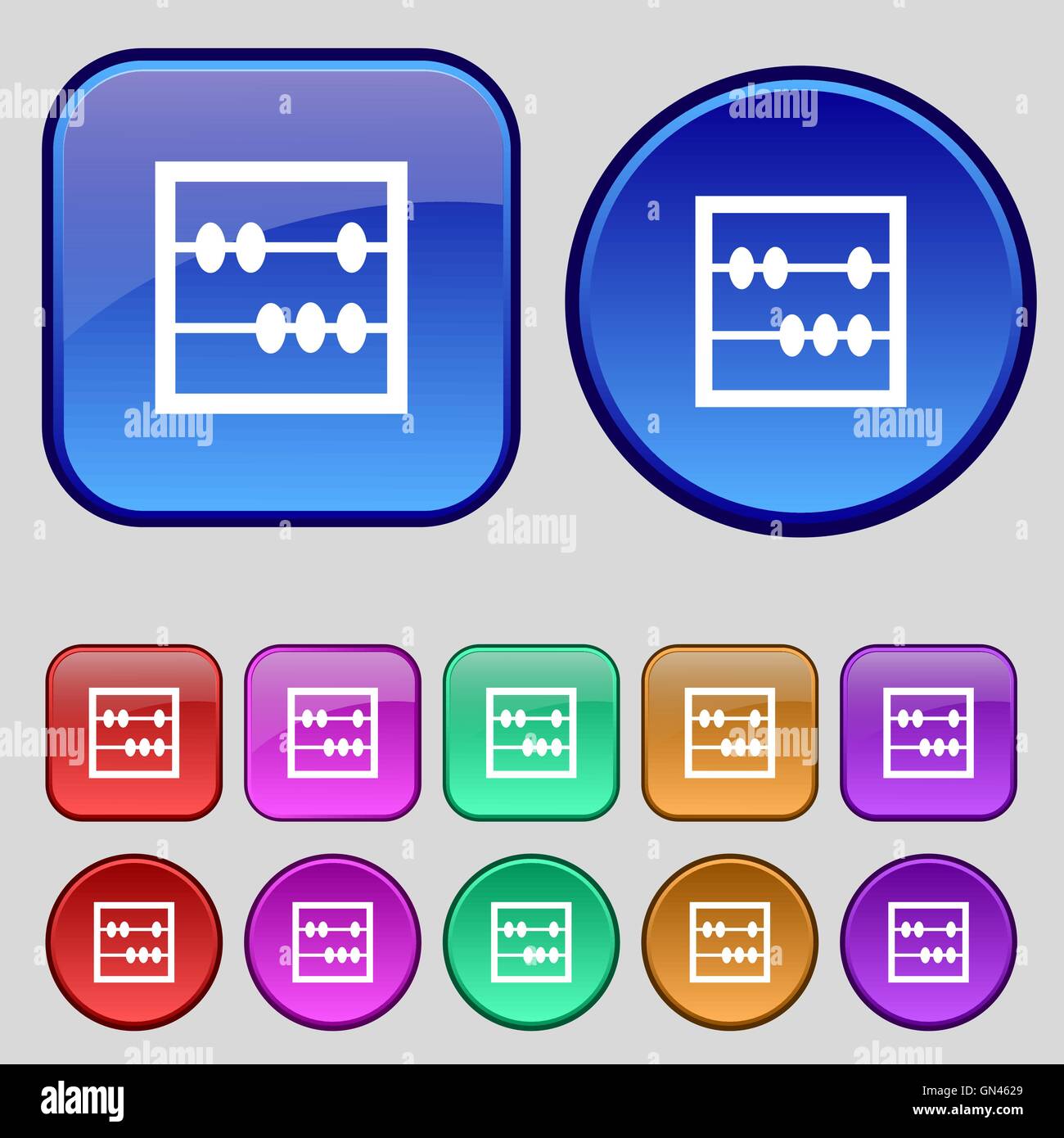 Icono Abacus firmar. Un conjunto de doce botones vintage para su diseño. Vector Ilustración del Vector