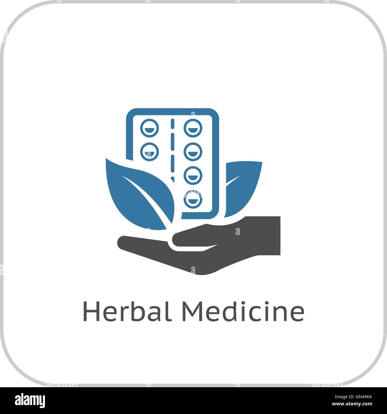 Icono de la medicina herbaria. Diseño plano. Ilustración del Vector