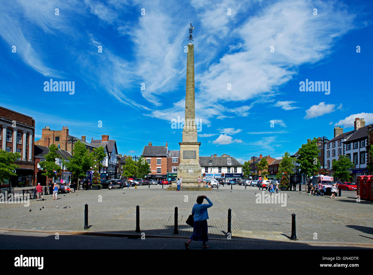 El obelisco de la plaza del mercado, de Ripon, North Yorkshire, Inglaterra Foto de stock