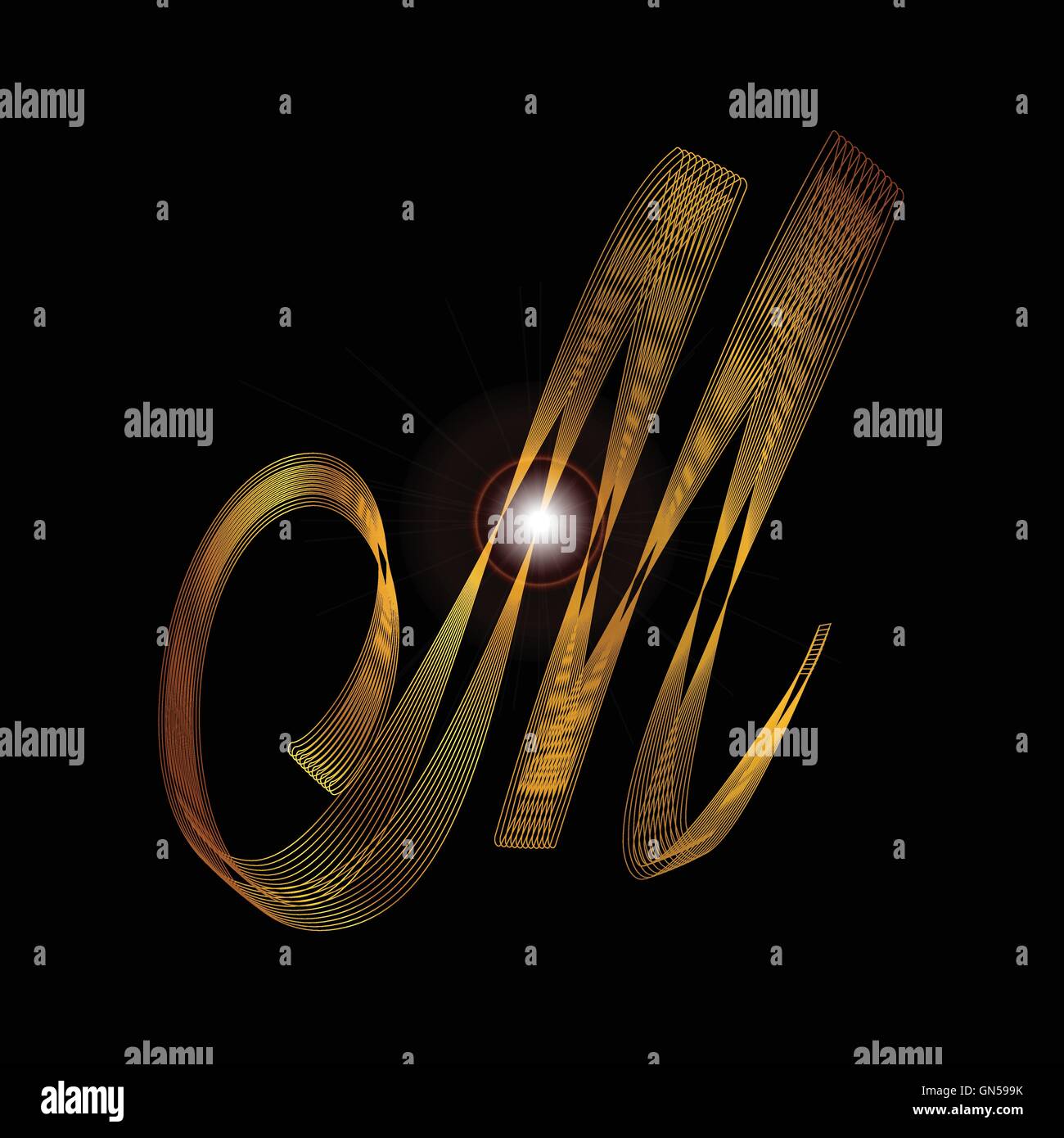 La letra M en oro Imagen Vector de stock - Alamy
